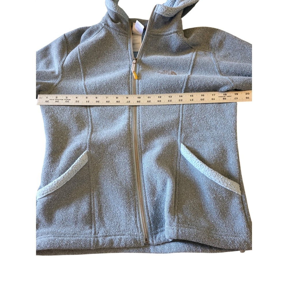 The North Face Crescent Hooded Fleece Jacket Grey Full Zip Sweater Womens Medium - Picture 3 of 8